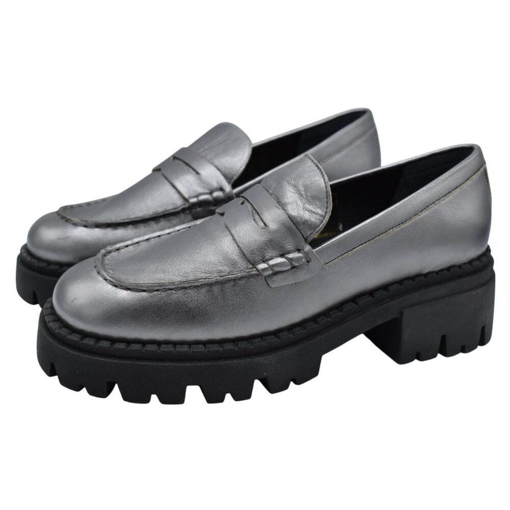 Free People Womens Size EUR 39 US 8.5 Lyra Lug Sole Pewter Slip on Loafers